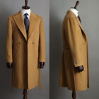 Formal Winter Men's Long Overcoat Wool Blend Double Breasted Blazer Outdoor Coat
