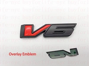 Matte Black Red Overlay For GM Canyon Colorado V6 Rear Tailgate Badge Emblem - Picture 1 of 4