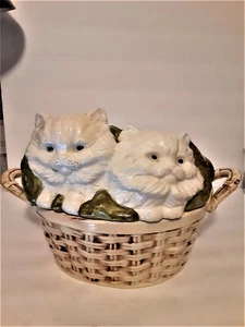Tarro de galletas vintage Alberta's Mold Kittens In A Basket 1977 - Imagen 1 de 10