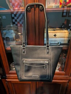 Borsa a tracolla Vera Bradley Ella tote bag nera fodera in feltro ecopelle v2 - Foto 1 di 12