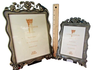 214. Pair Set of Two 2 Metal Decorative Photo Picture Frames 5 x 7 and 8 x 10 - Picture 1 of 5