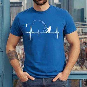 FLY FISHING HEARTBEAT | FISHIRMEN PULSE REGENT | NOVELTY | MEN'S T-SHIRT TEE TOP - Picture 1 of 13