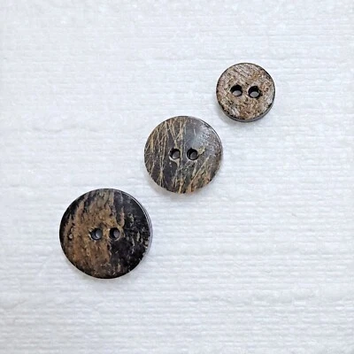 Real Dark Buffalo Horn Button 2 Hole 13mm 17mm 19mm Shirt Coat Sewing Art Crafts - Image 1 of 4