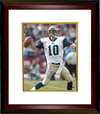 Marc Bulger Firmado St. Louis Rams 16X20 Foto Enmarcada (camiseta blanca)- Bulger Holo Foto 1 de 1