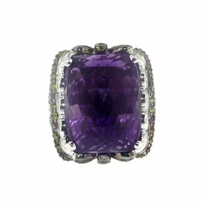 Anillo de 1,60 quilates de amatista artísticamente facetada y zafiros rosados acentuados de 31,34 quilates Foto 1 de 4