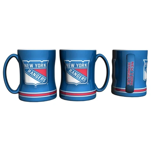 New York Rangers 15oz Sculpted Relief Coffee Mug [NEW] NHL Tea Cup Hot Ceramic Cover