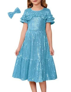 Girls Sequin Dress Formal Party Birthday Graduation Fancy Party Prom Pageant ... - Picture 1 of 6