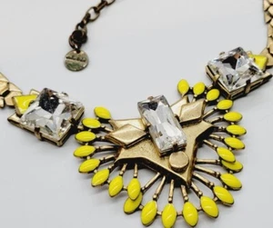 Stella & Dot Norah Halskette Art Deco goldfarben gelber Stein Statement - Bild 1 von 7
