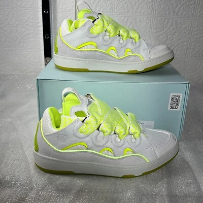 Lanvin Leather Curb  Sneaker Fluorescent Yellow Lace Up Size US 8.5 EUR 39 Women - Image 1 of 4