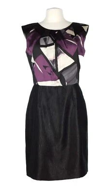 Antonio Melani 95% Silk Top Polyester Bottom Sleeveless Purple Black Dress Sz 8 - Image 1 of 4