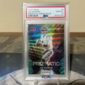 2023 Panini Prizm - Prizmatic Joe Burrow #9 Green Wave Prizm PSA 10 - Picture 1 of 1