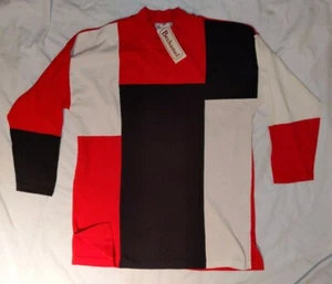 Neu mit Etikett Vintage 1990er Bechamel kastig lockere Passform XL Baumwolljersey T-Shirt Kleid Colorblock - Bild 1 von 10