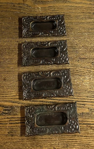 4 Antique “Windsor” Recessed Copper Washed Brass Window Sash Lifts, c1885 Cover
