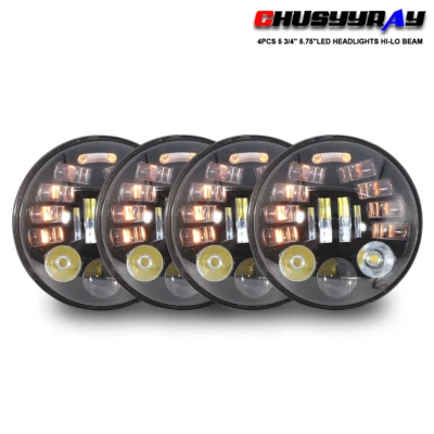 For Buick GS 455 1970-1972 Round 4pcs 5-3/4 5.75" inch LED Headlights Hi/Lo Beam - Image 1 of 4
