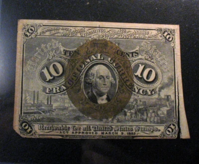 1863 2nd Issue Fractional Postage Currency 10 Cents Paper Ten Cent Note - Image 1 of 2