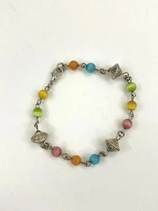 Multicolored Beaded Fashion Bracelet Claw Clasp 7 3/4" - Picture 1 of 3