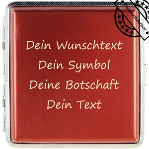 Zigarettenetui für 20 Zigaretten mit Gravur WUNSCHTEXT • Farbe Rot - Picture 1 of 7