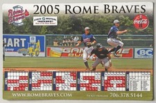 ROME BRAVES, 2005, 5 1/2" x 8 1/2" MAGNETIC SEASON SCHEDULE, RARE !