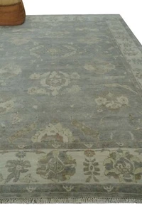 HandKnotted 9X12 antique Grey and Beige Oushak design wool area rug-DD/RKS47 - Picture 1 of 11