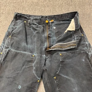 Carhartt Double Knees Men's 34x33 B01 BLK Loose Original Fit Faded Thrashed - Picture 1 of 23