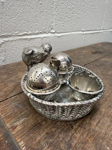 RARE VICTORIAN MAPPIN & WEBB NOVELTY CHICK CRUET SET - PRINCE'S PLATE - Picture 1 of 15