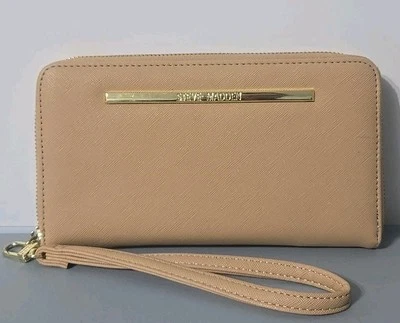 Steve Madden Mujer Cartera Muñequera Cremallera Alrededor Beige Nuevo Foto 1 de 4