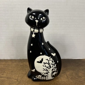 Halloween Whimsical Ceramic Black Halloween Cat Figurine - Picture 1 of 10