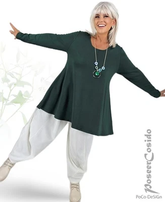 LAGENLOOK Thermo Pullover Glocken-Shirt bottle grün 44 46 48 50 52 54 56 58 - Bild 1 von 4