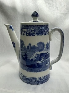 Antique Copeland Spode ITALIAN Blue & White Coffee Pot with Lid 19cm Tall - Picture 1 of 9