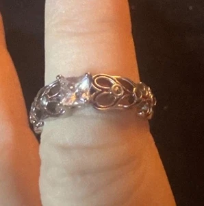 Stainless Steel Ring Square Stone 6 Small Round Stones Band Size Sz 5 Shiny - Picture 1 of 5