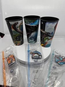 Jurassic World Rebirth 2025 Luft, Land und Meer Big Gulp Becher mit Strohhalmen SET Neu! - Bild 1 von 10