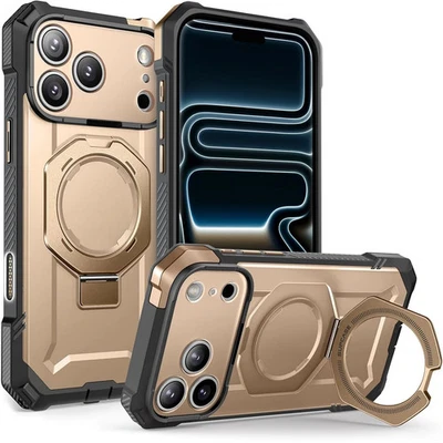 Handyhülle für iPhone 17 Pro Max Supcase Case Cover Schutzhülle Etui Grau-Golden