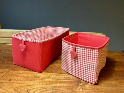 IKEA Aufbewahrungsbox WILJ Faltbox Gingham Karo Stoff ähnlich SKUBB Box 2Stück - Bild 1 von 4