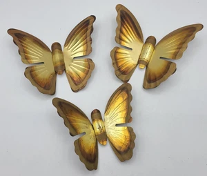 Home Interiors Butterfly Set Of 3 Metal Wall Decor Vintage Hanging MCM - Picture 1 of 5