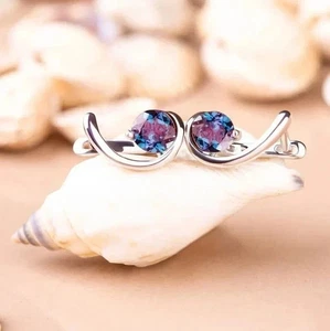 2.20CT Round Lab Created Alexandrite Women's Stud Earrings 14K White Gold Plated - Picture 1 of 3