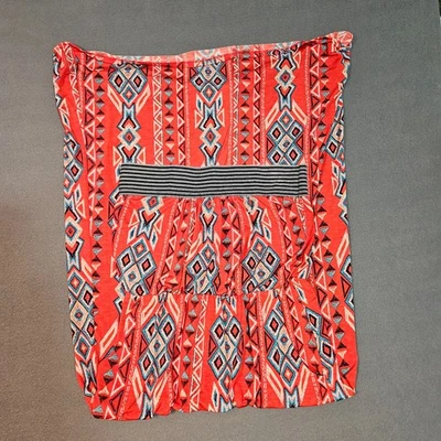 TRIXXI Red Multicolor Print Strapless Dress Maxi Size Medium - Image 1 of 4