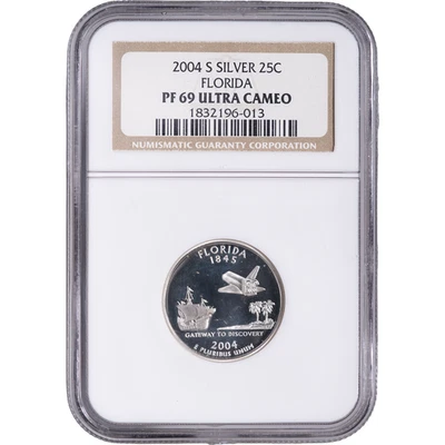 2004-S Silver Florida State Quarter ~ NGC PF69 ULTRA CAMEO - Image 1 of 2