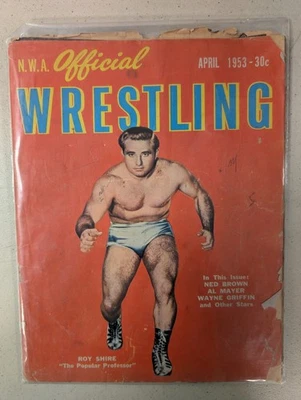 Винтаж 1953 N.W.A. Журнал Wrestling апрельский выпуск с обложкой Роя Шира - Изображение 1 из 3
