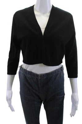 Cárdigan para mujer Neiman Marcus negro cachemir cuello en V manga 3/4 clásico talla L Foto 1 de 4