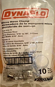 FASTENAL DYNAFLOW Bag of 10 Hose Clamps Micro-Gear Size #6  5/16-7/8" - Bild 1 von 2