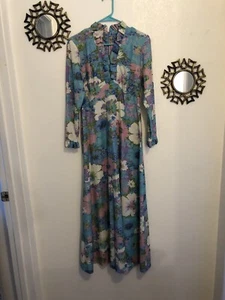 Vintage Floral Shimmer Nikita Dress 1960s Woman’s Small - Picture 1 of 12
