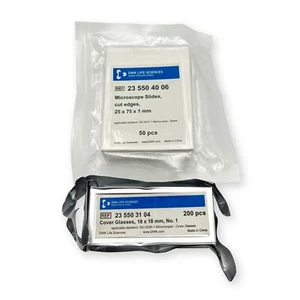 50 Duran Blank Glass Microscope Slides & Box Coverslips - Picture 1 of 3