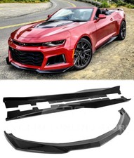 For 16-Up Camaro LT LS SS RS ZL1 Style Side Skirts & Front Lip Glossy black Kits