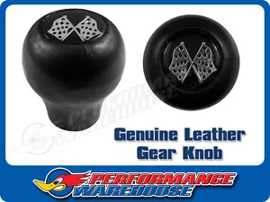Genuine Leather Crossed Chequered Flag Gear Knob Made in England - Picture 1 of 2
