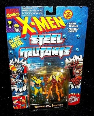 Figuras de acción fundidas a presión X-Men SABRETOOTH VS WOLVERINE STEEL MUTANTS DIE-CAST Toybiz sin usar, en caja Foto 1 de 4