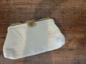 VTG 1930s C&M Caron Micro Beaded Purse Handmade in France White. Stunning Detail - Picture 1 of 14
