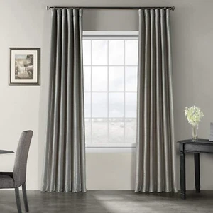 HPD Faux Dupioni Seide Vorhang Vintage strukturiert, 50 x 108 (1 Panel), Silber - FSH - Bild 1 von 7