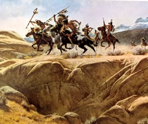 Frank McCarthy THE DECOYS Old Frontier Western Cowboy Art Bookplate Print 45 - Picture 1 of 3