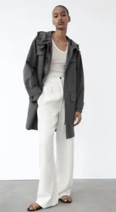 Zara Womens Grey Hooded Parka With Pockets Size XS BNWT - Picture 1 of 5