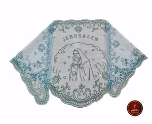 Velo Ortodoxo Mantilla Bufanda Cabeza Cubierta con Virgen María de Tierra Santa Verde - Imagen 1 de 3